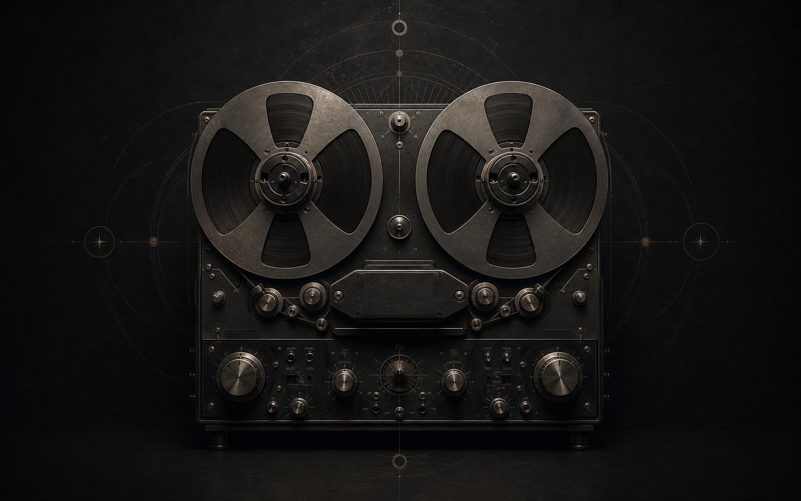 Reel-to-reel tape machine used as a visual accent for mastering services